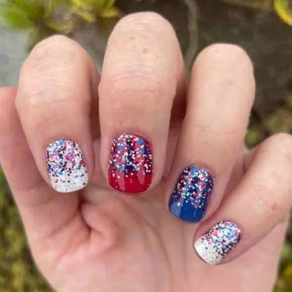 Color Street Nail Strips-Retired Red, White and Beautiful Glitter Overlay - Picture 4 of 4